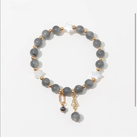 🤍Gray Beaded Crystal Charm Bracelet🤍 - Picture 2 of 3